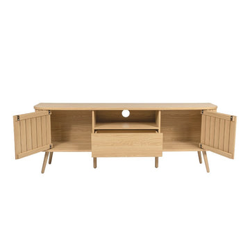 Damien 70 in. Farmhouse Curved TV Stand with Drawer and Storage Doors Fits TVs up to 75 in. with Cable Management - JONATHAN Y